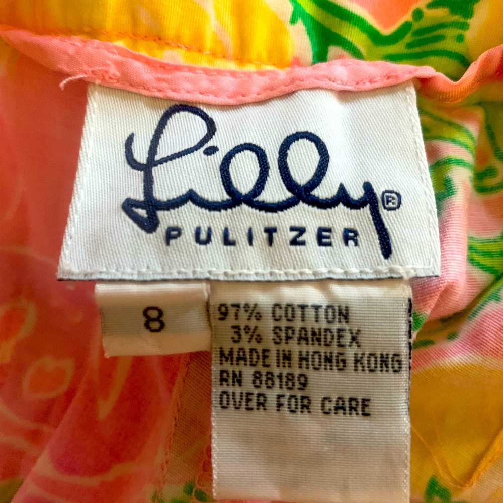 LILLY PULITZER VINTAGE Floral Print Pants - Size 8 - Picture 4 of 7